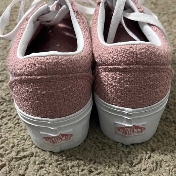 Vans Women's Pink and White Textured Sneakers - Picture 3 of 6